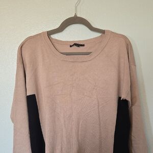Cyrus | Black & Tan Colorblock Hi-Lo Sweater Size XL Petite